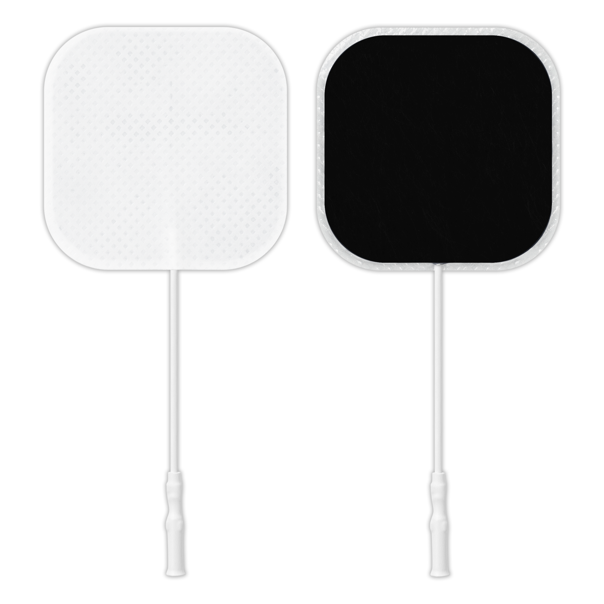 Two square ValuTrode electrodes, one shows the back and the other one the front of the pad.